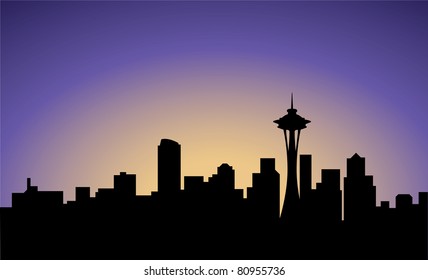 silhouette of Seattle city, USA, vector