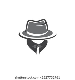 Silhouette secret agent whispering template design. Vector illustration