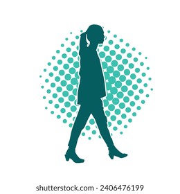 Silhouette of a secretary or female office worker wearing formal business suit.