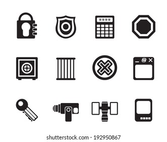 Silhouette Security and Business icons - vector icon set