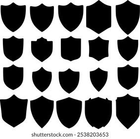 Silhouette security symbols shield set 