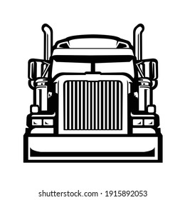 Silhouette of semi truck 18 wheeler trucker front view vector isolated