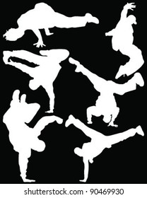 Silhouette of sequence of hip hop dancer -vector