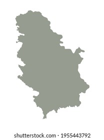 Silhouette of Serbia country map. Highly detailed editable gray map of Serbia, European land territory borders. Political or geographical design element vector illustration on white background