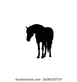 Silhouette: Serene Horse with Bowed Head  Tranquil Animal Icon