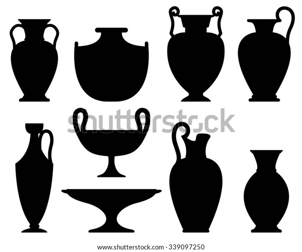 Silhouette Set Ancient Vases Stock Vector (Royalty Free) 339097250