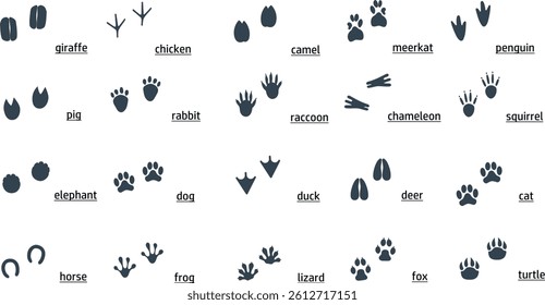 Silhouette set of animal footprints