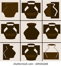 Silhouette set of bottles vector icons