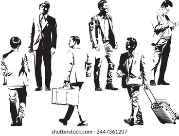 Silhouette set of businessmen in suits