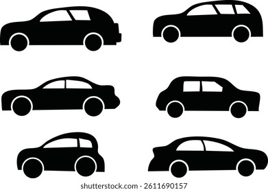 Silhouette Set of Cars Minimalist Car Icon Collection