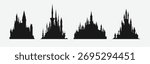 Silhouette set of castles. Isolated on white background. Vector illustration.