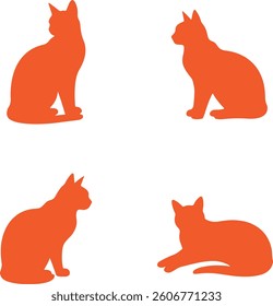 Silhouette set of cat icon vector illustration isolate on white background 