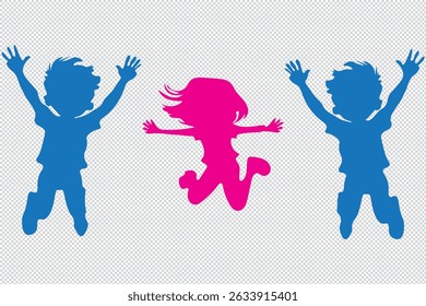
Silhouette set of children running a race on Transparent background,Vector illustration EPS 10