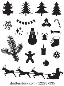 Silhouette set of Christmas icons