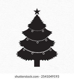 Silhouette set of Christmas tree illustrations in diverse artistic styles, ideal for festive design elements, holiday decor, and seasonal graphics