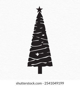 Silhouette set of Christmas tree illustrations in diverse artistic styles, ideal for festive design elements, holiday decor, and seasonal graphics