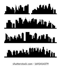 A silhouette set of cities, vector.