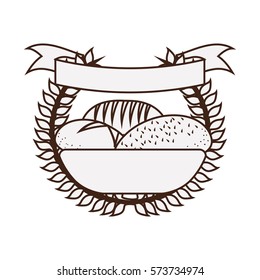 silhouette set collection bread crown of leaves with label vector illustration