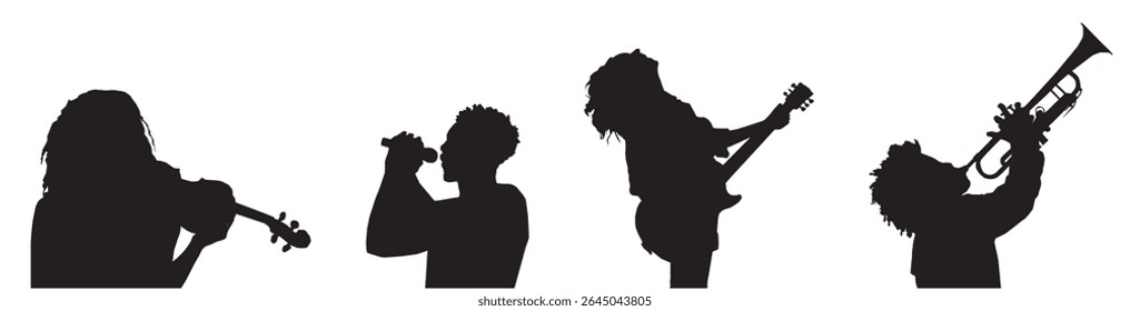 coleção de conjunto de silhueta de músico