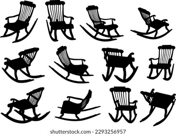 Silhouette Set of Comfortable Rolling Chairs in Various Positions"
"Vector Illustration of a Set of Rolling Chairs with Different Angles"