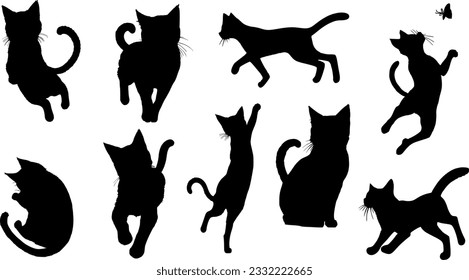 Silhouettensatz süße Katzen