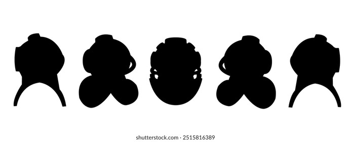 Conjunto de silueta de casco de buceo. buceo, mar, natación, buceo. Ilustración vectorial.