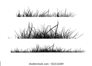 Silhouette Set Of Grass. Vector.
