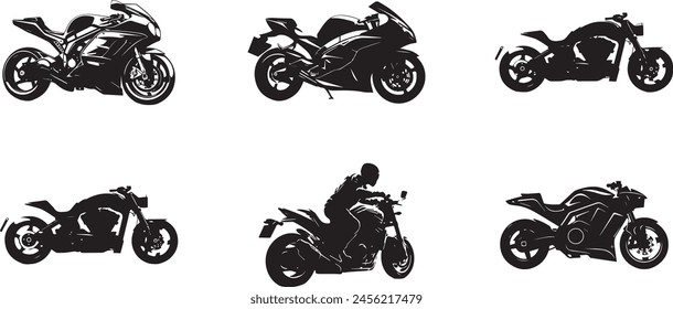 silhouette set of heavy bike. heavy bike silhouette. isolated on white background