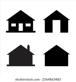 Silhouette set of house icon vector on white background