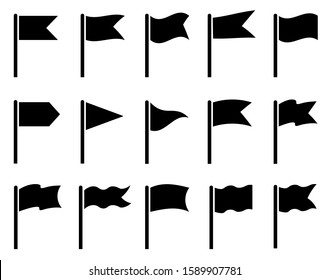 Silhouette set icon flag for decoration graphic. Vector illustration