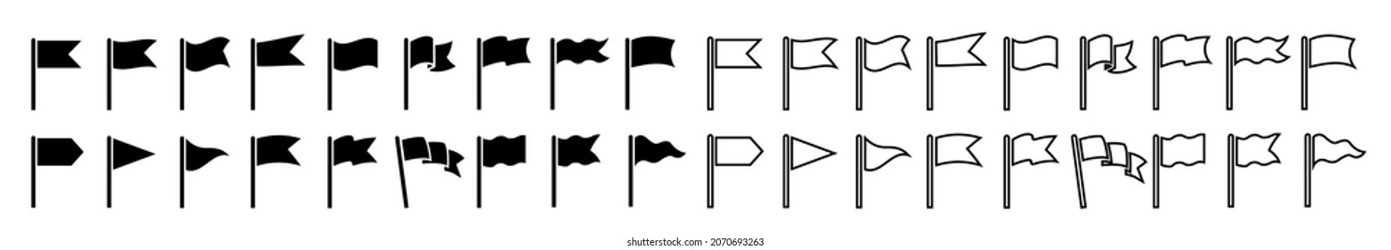 Silhouette set icon flag for decoration graphic. Vector illustration
