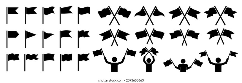 Silhouette set icon flag for decoration graphic. Vector illustration