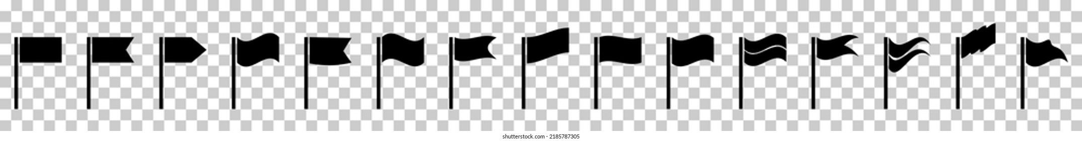 Silhouette set icon flag. Vector illustration isolated on transparent  background
