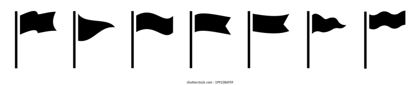 Silhouette set icon flag.Flag icon.Vector illustration