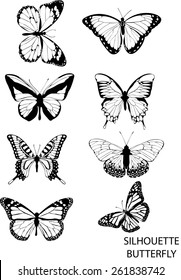 Silhouette set of isolate vector butterflies - vector illustrator