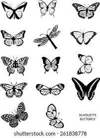 Silhouette set of isolate vector butterflies - vector illustrator