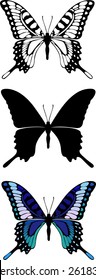 Silhouette set of isolate vector butterflies - vector illustrator