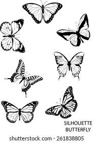 Silhouette set of isolate vector butterflies - vector illustrator