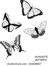 Silhouette set of isolate vector butterflies - vector illustrator