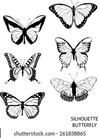 Silhouette set of isolate vector butterflies - vector illustrator