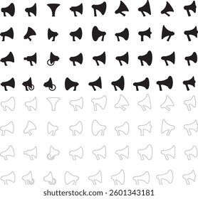 Silhouette set of Megaphone Icon vector illustration with white background