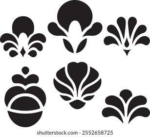 Conjunto de silueta ornamento floral Vector ilustración de arte