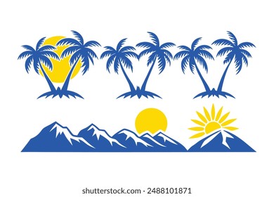 Conjunto de silueta de palmera 