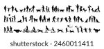 Silhouette set of people different ages outdoors activities with dogs vector illustration.	
