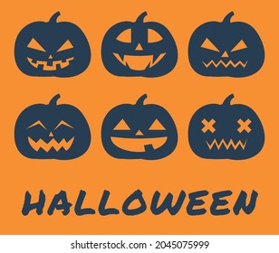 Silhouette of set pumpkins for Halloween