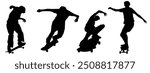 silhouette set of skateboarders. skateboarding,sports,vector illustration.