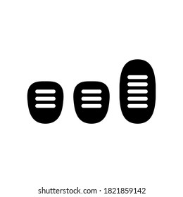 Silhouette set of Three car pedals. Outline icon of Manual Transmission. Black simple illustration of clutch, gas, brake. Flat isolated vector pictogram on white background