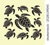 Silhouette set of turtle illustration