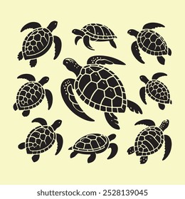Silhouette set of turtle illustration