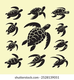 Silhouette set of turtle illustration